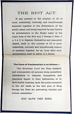 Texte du Riot Act