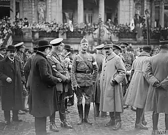 Les représentants alliés Richard Haking, Charles Rhodes et Alphonse Nudant le 29 novembre 1918