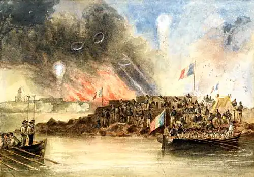 Description de l'image The bombardment of Sveaborg, in the Baltic, 9th. August 1855 by John Wilson Carmichael.jpg.