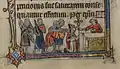 Scène de bas de page : le martyre de saint Thomas Becket.