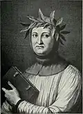 Portrait gravé d'un homme couronné de lauriers.