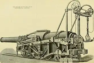 Canon de 110 tonnes sur affût d'épreuve.