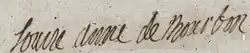 Signature de Louise-Anne de Bourbon-Condé