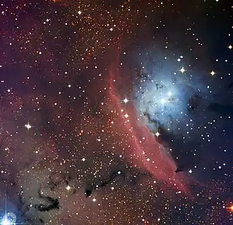 La région de formation d'étoiles NGC 6559 par le télescope Danois.