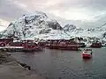 Vue sur les cabanes de pêcheurs (rorbuer).