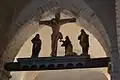 Calvaire : groupe sculpté polychrome représentant Le Christ en croix, la Vierge, saint Jean et sainte Madeleine (XVIIIe&nbsp;siècle)