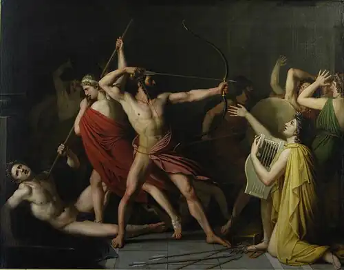Ulysse et Télémaque massacrent les prétendants de Pénélope, Thomas Degeorge (1812).