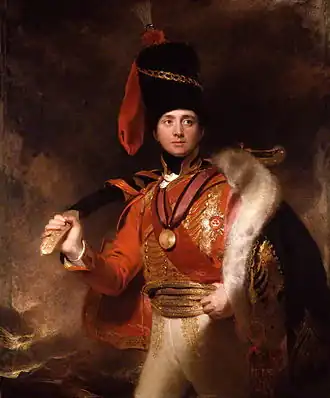 Un général hussard britannique armé d'un Kiliç (mis au fourreau) de fabrication turque (1812).