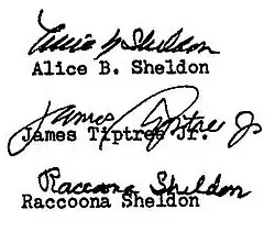 signature de James Tiptree, Jr.