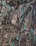 Tigre Jātaka dans la grotte 254 de Mogao ; début du VIe&nbsp;siècle (dynastie Wei du Nord); noter le style « mince » ; la grotte possède également des peintures des mille Bouddhas.