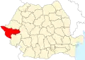 Map of Romania highlighting Timiș County