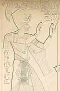 Dessin du pharaon Ramsès&nbsp;IX adorant un dieu