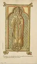 Gisant doré avec aube, mitre et crosse