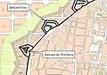 Localisation des fortifications dans la trame urbaine.