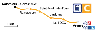 Voir la carte de la ligne.
