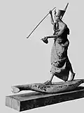 Le "roi harponneur" Toutânkhamon. XVIIIe&nbsp;dynastie. Musée égyptien du Caire.