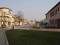 Centre centre-ville et, sur la droite, le plus vieux chitalishte de Bulgarie nommé "Postoyanstvo"