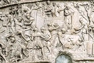 Construction du pont, sur la colonne Trajane.