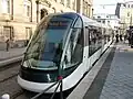 Vue d'une rame de la ligne C depuis le débouché du futur tunnel tram-train.