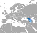 Aire de répartition de la Crossope transcaucasienne