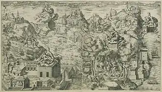 Translation de la Sainte Maison de Lorette, gravure de Philippe Thomassin d'après Pompeo Cesura, 41x74cm, (avant 1622), BNF