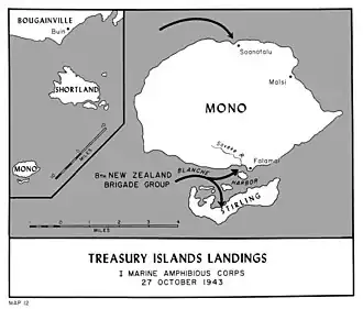 Carte des débarquements alliés sur Mono et Stirling&nbsp;(en)
