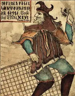 Loki tel que représenté dans le manuscrit :MS NKS 1867 4° (en) du XVIIIe siècle.