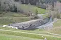 Le Trière sortant du lac de Montbel.