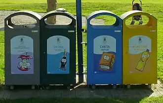 Conteneurs pour le tri sélectif à l'espace vert du Bel-Air (Gressan)