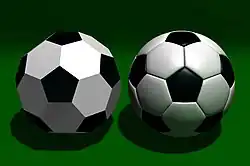 Icosaèdre tronqué et ballon de football.