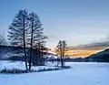 Crépuscule près de Truppach (Wiesent)&nbsp;(de) en suisse franconienne. Février 2019.