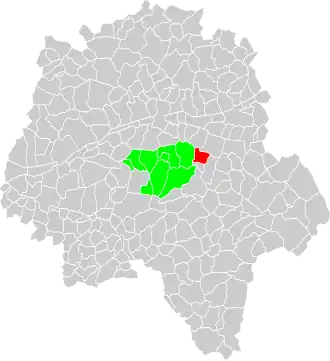 Vue d'une carte indiquant l'emplacement d'une commune dans son département.