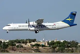 TS-LBB, l'ATR 72 de Tuninter impliqué dans l'accident, ici photographié en août 2004.