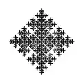 Turmite bicolore à trois états produisant un motif fractale en forme de flocon de neige.