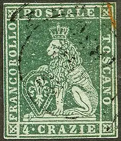 Le Marzocco fut couronné sur la première émission de Toscane en 1851.