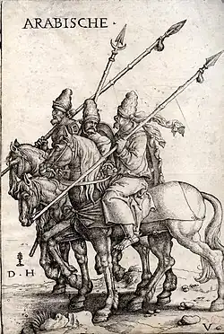 XVIe siècle, lanciers arabes, par Daniel Hopfer.
