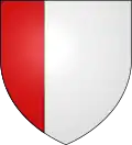 D'argent adextré de gueules.