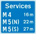 Distances jusqu'aux prochaines aires de services