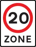 Zone de limitation de vitesse (en mph)