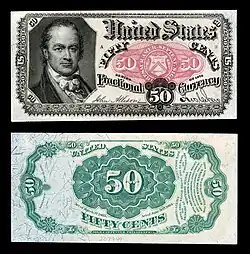 Avers et revers d'un timbre-monnaie de 50 cents.