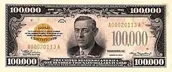 Avers d'un billet de 100000 dollars américains, type 1934