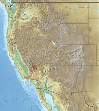 Carte de localisation du chaînon Panamint.