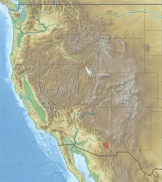 Carte de localisation des montagnes Pinaleño.