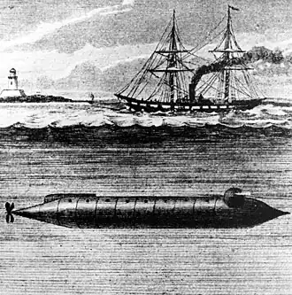 Gravure représentant l'Alligator en immersion.