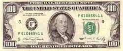 Avers d'un billet de 100 dollars américains