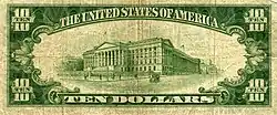 Revers d'un billet de 10 dollars américains
