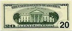 Revers d'un billet de 20 dollars américain, série 1996