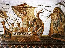 Ulysse et les sirènes, IIIe&nbsp;siècle&nbsp;av. J.-C., Musée national du Bardo à Tunis.