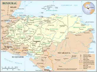 Carte du Honduras.