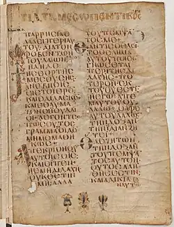 Description de l'image Uncial 0105 (GA), folio 2 recto.jpg.